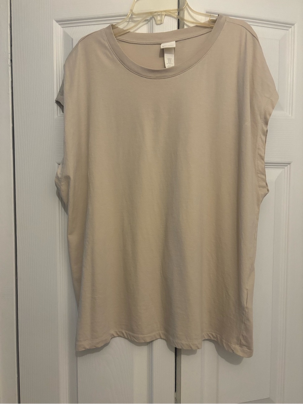 H&M Short Sleeve Relaxed Tee in Light Beige